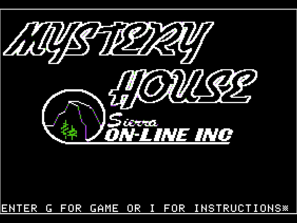 Title Screen of Mystery House for Apple II